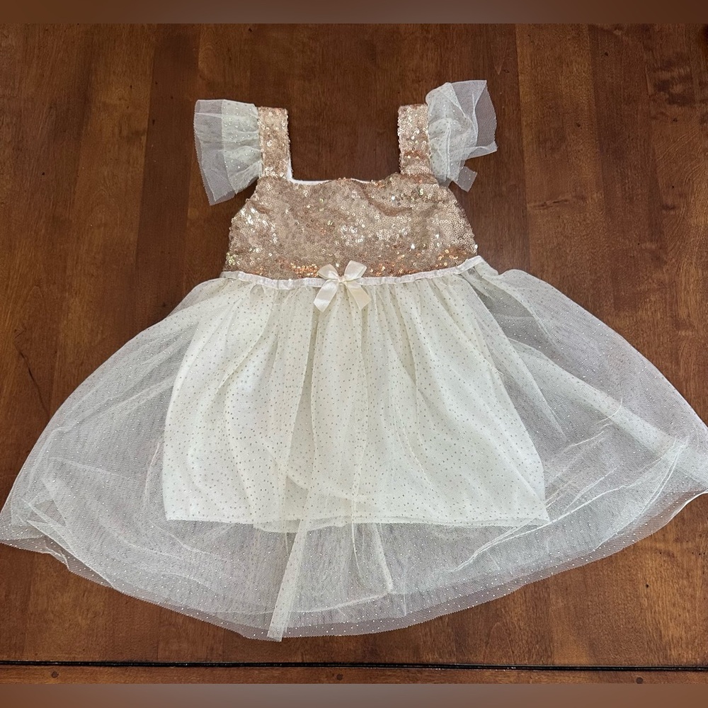 Gold Sequin and Tulle Dress with Bow